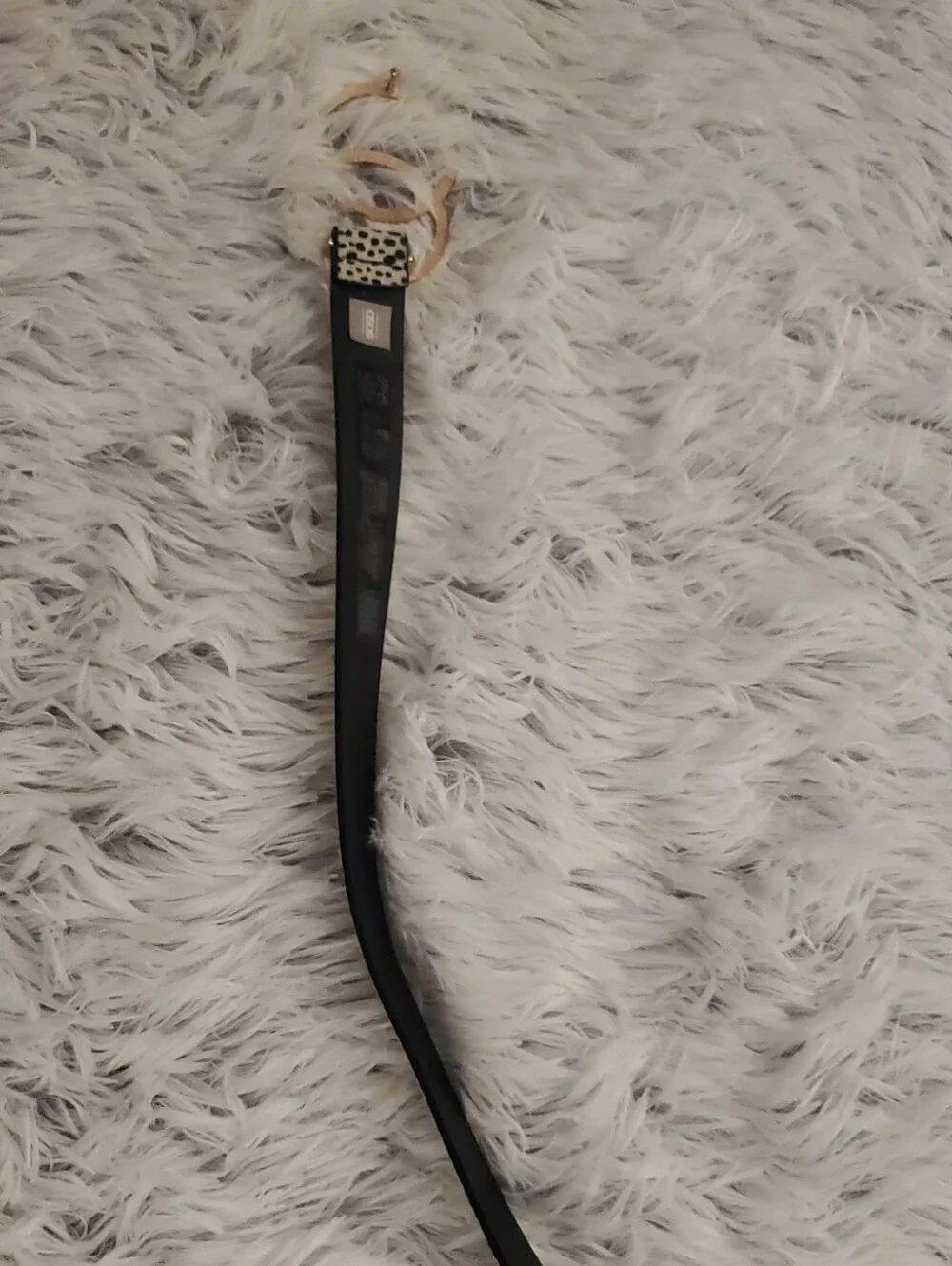 **ASOS Black & White Cheetah Print Double Ring Belt – Gold Hardware – Size S**